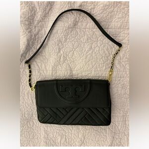 Tory Burch Black and Gold Shoulder Bag approx 11x6”